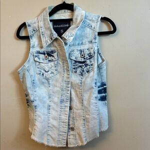 Maurices Light Blue Sleeveless Jean Jacket